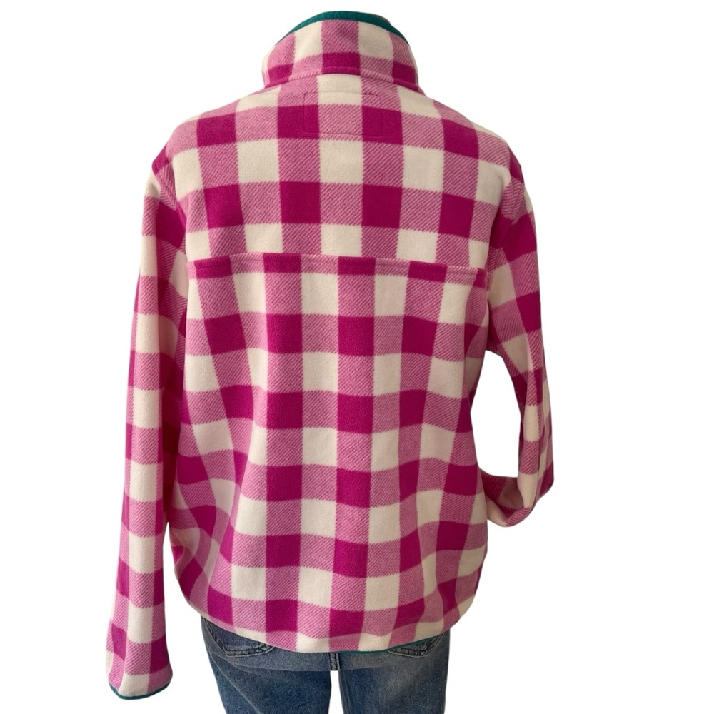 Lands’ End Heritage pullover fleece verbena buffalo check snap neck M - Picture 2 of 10